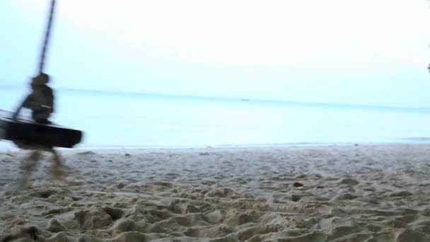 Качели на пляже — стоковое видео