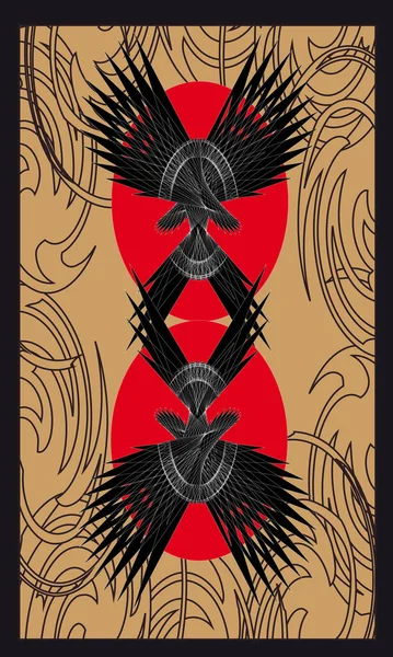 Tarjetas Del Tarot Diseño Posterior Phoenix Lado Inverso — Archivo Imágenes Vectoriales