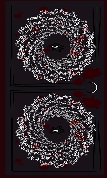 Tarot kartları - sırt tasarımı. Horus 'un Gözü. Ay, Yeraltı Dünyası Kapısı. Ters taraf