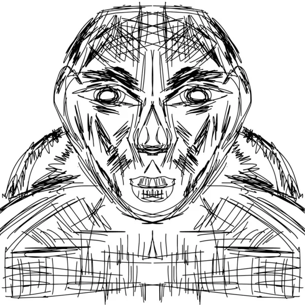 Neanderthal Ancient Hunter Freehand Drawing Vector Abstract Avant Garde Art — Stockvector
