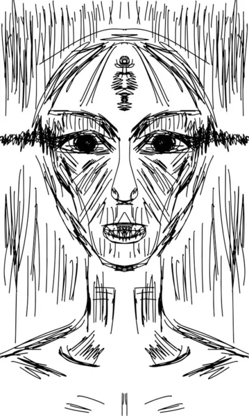 Alien Clairvoyance Foresight Freehand Drawing Vector Abstract Avant Garde Art — 스톡 벡터