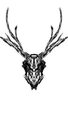 Deer skull, Tattoo, freehand drawing, vector. Abstract. Contemporary trendy art illustration