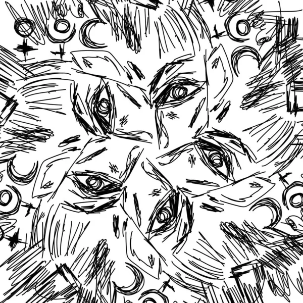 Hypnosis Esoteric Freehand Drawing Vector Abstract Avant Garde Art Modern — Vector de stock