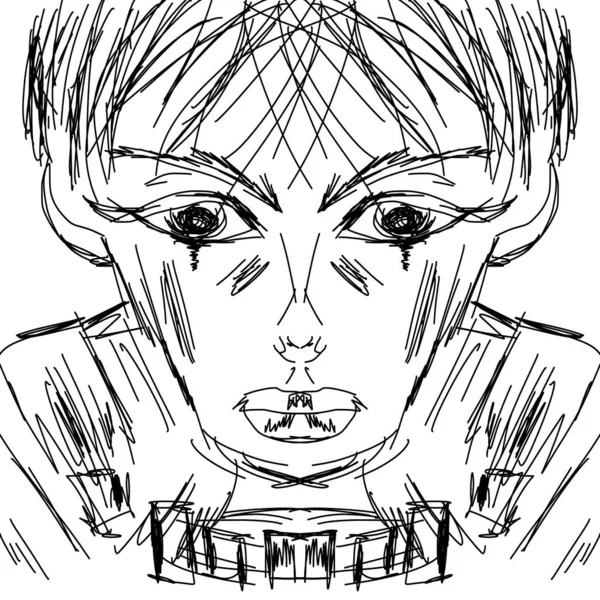Crying Evil Prince Freehand Drawing Vector Abstract Avant Garde Art — 스톡 벡터