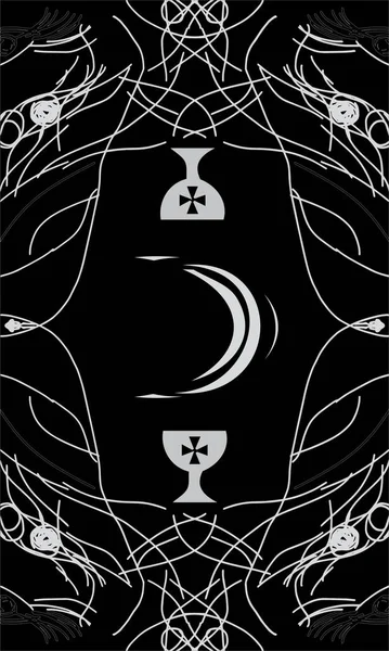 Tarot kartları - sırt tasarımı. Moon, bir kadeh şarap, Rose Cross. Ters taraf