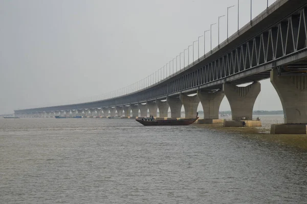 Vista Del Puente Polivalente Padma Punto Maowa Munshiganj Unos Dhaka Imágenes de stock libres de derechos