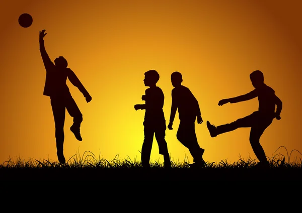 Crianças jogando futebol nos fins de semana — Vetor de Stock