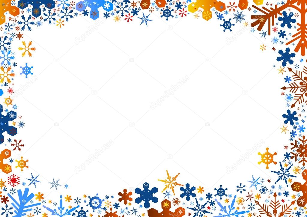 Orange blue snowflakes background