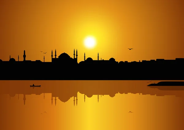Günbatımında İstanbul silueti — стоковий вектор