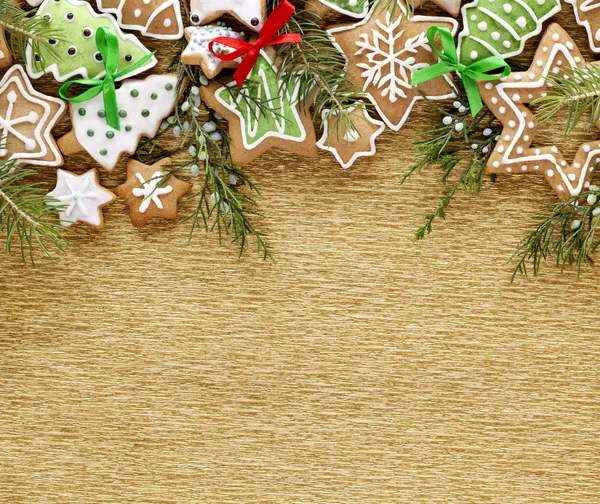 Natale zenzero e miele biscotti sfondo . Immagini Stock Royalty Free