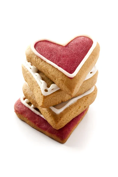 Ginger Heart shaped cookies for Valentine — Stock Photo, Image