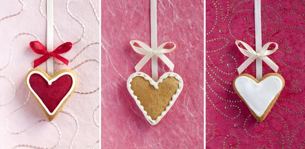 Corazones de jengibre para los días de San Valentín y boda Imágenes de stock libres de derechos