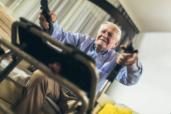 Abuelo Anciano Asilo Ancianos Usando Andador —  Fotos de Stock