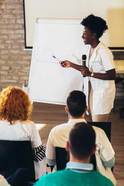 Doctor Leading Seminar Group Healthcare Workers Business People Convention Center — Stockfoto