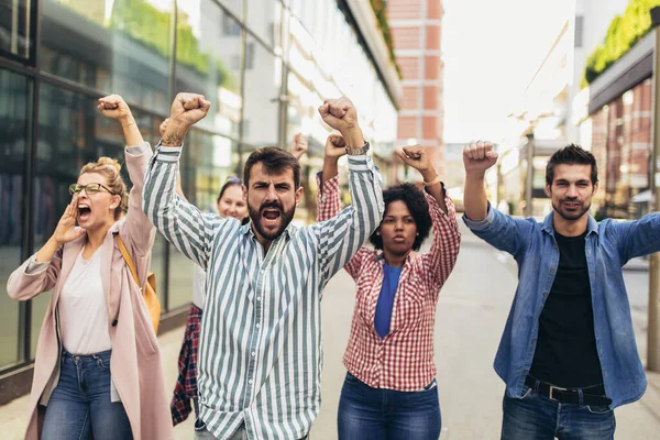 Grupo Activistas Populares Protestando Las Calles —  Fotos de Stock