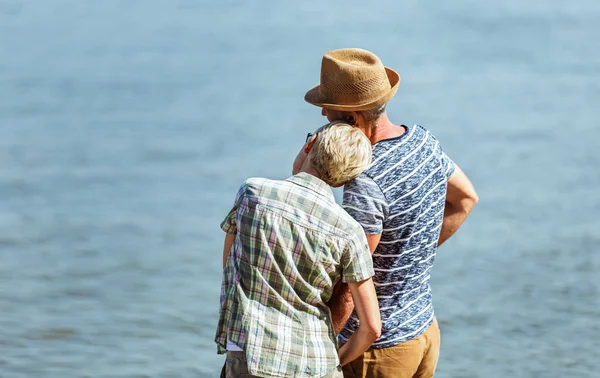 Senior Couple Relaxing Together Beach — Stockfoto