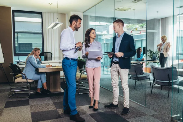 Group Young Business People Working Together While Standing Creative Office — Stock Photo, Image