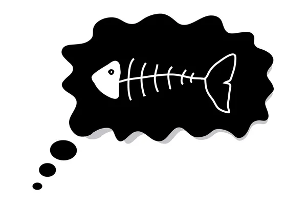 Skeleton of fish. Thoughts of fish. — Stock Vector