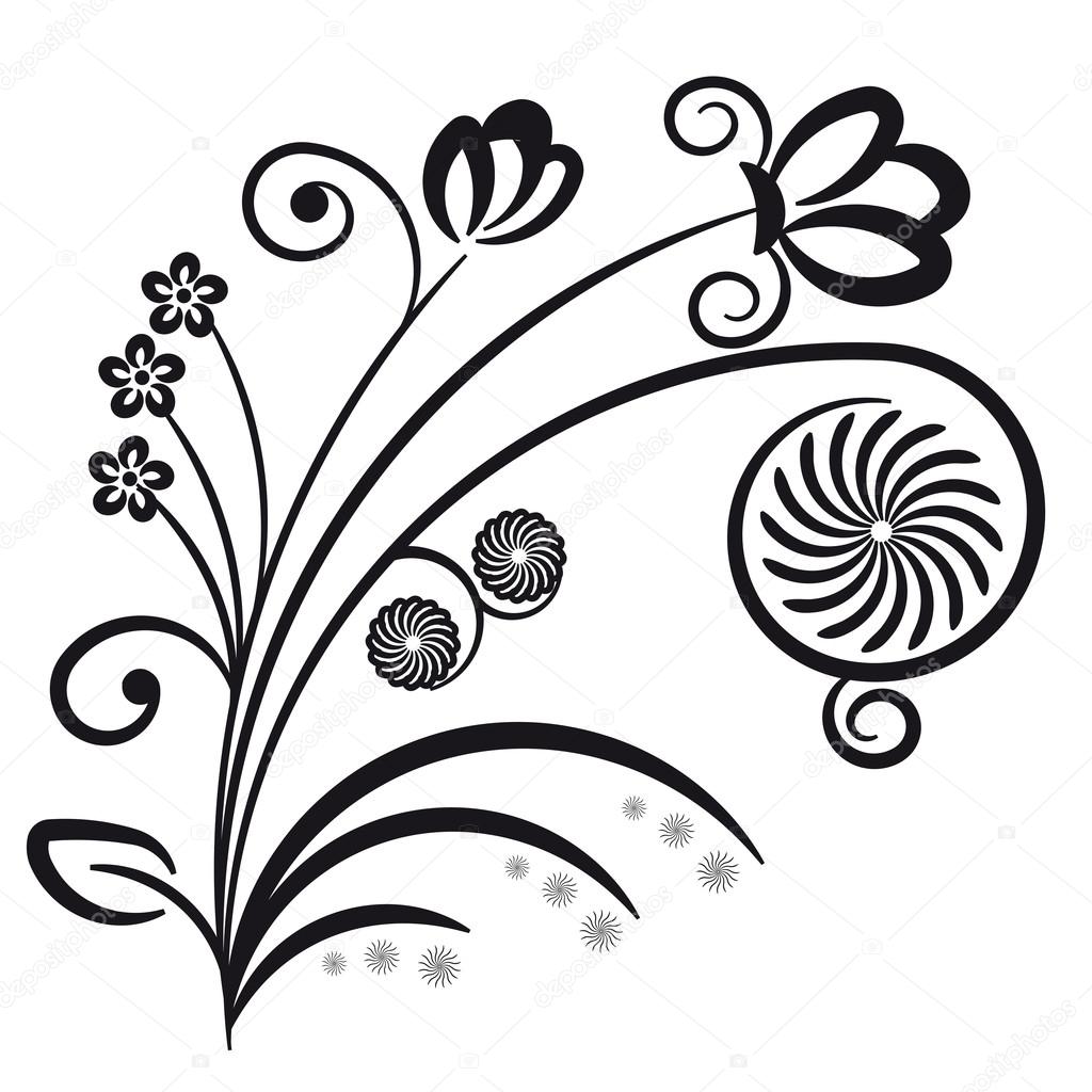 Floral ornament. Decorative branch.