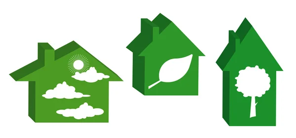 Groene ecologische huis. — Stockvector