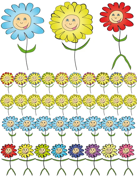 Flores de dibujos animados . — Vector de stock