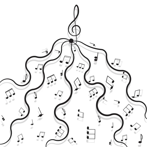 Musiknoter med skugga på vit bakgrund. — Stock vektor