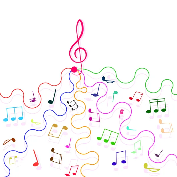 Πολύχρωμα μουσικές νότες και ένα τριπλό clef. — Διανυσματικό Αρχείο