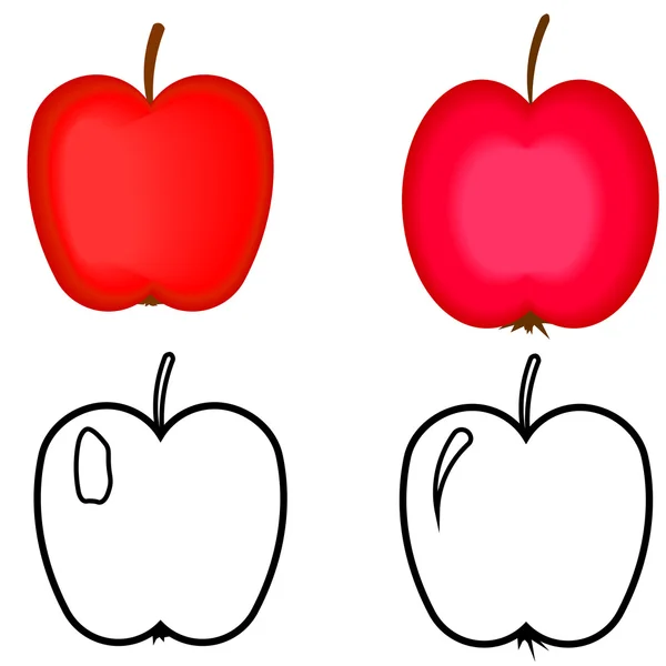 Set of red apples. Apples for coloring book. — Stock Vector