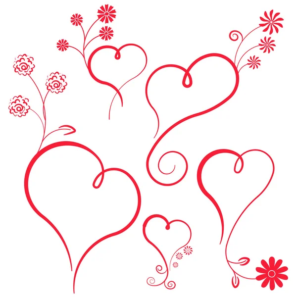 Corazón abstracto vector con flores. Elemento para el diseño . — Archivo Imágenes Vectoriales