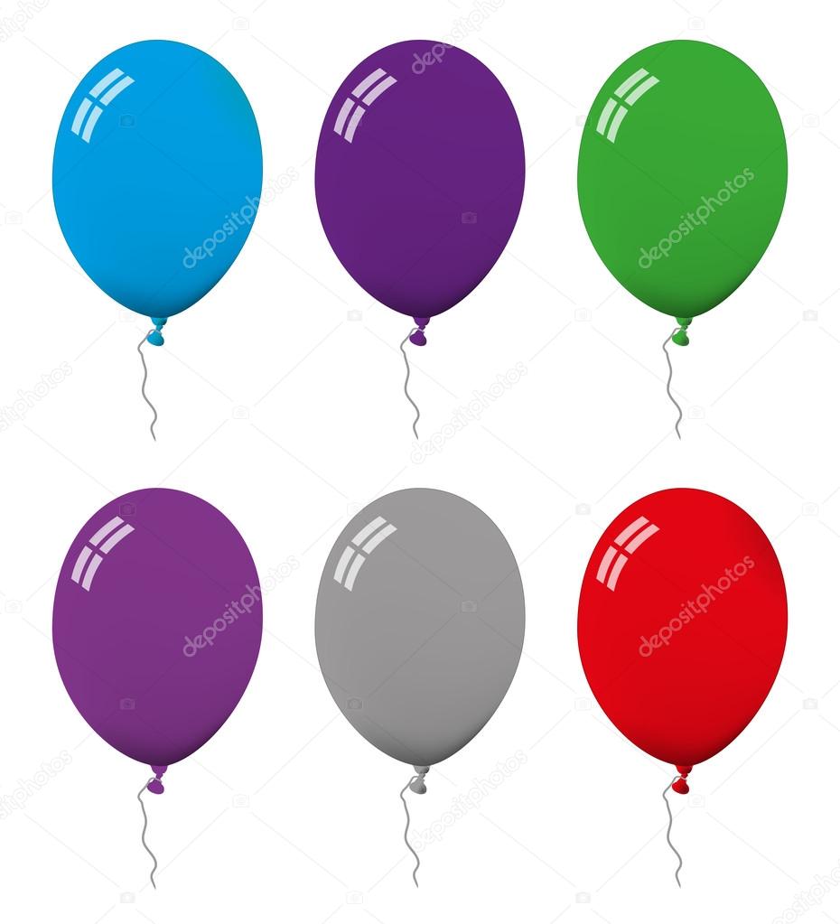 Set of ballon illustrations in different colors