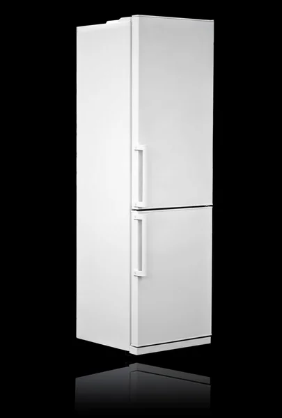 Modern refrigerator isolated on black — Stock Photo, Image