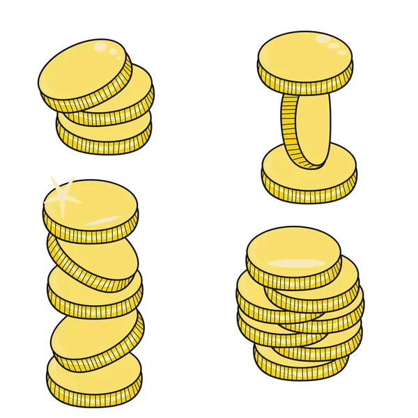 Χρυσά νομίσματα που απομονώνονται σε λευκό φόντο — Διανυσματικό Αρχείο