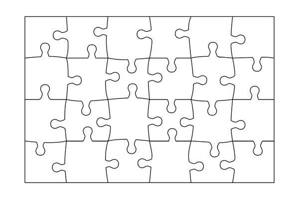 Jigsaw Puzzle plantilla 24 piezas vector . — Archivo Imágenes Vectoriales