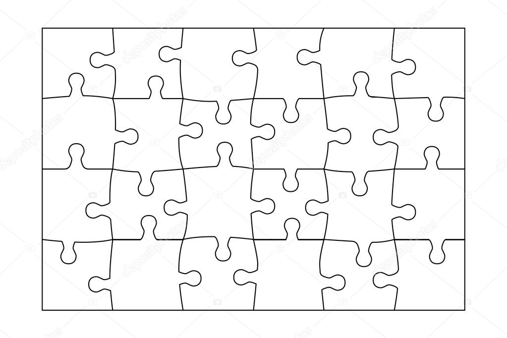 Jigsaw Puzzle template 24 pieces vector. Stock Vector by ©hi6un 24865479