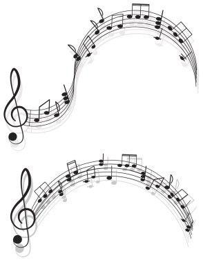 Music. Two treble clefs and notes for your design on a white background.