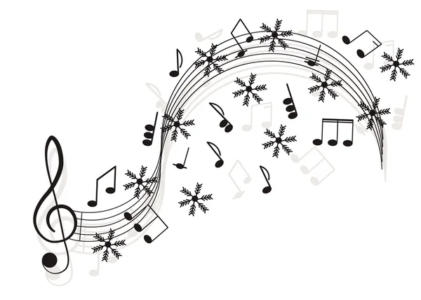 Musik. klav och anteckningar med snöflinga för din design. — Stock vektor