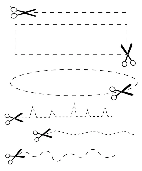 Vector negro tijeras iconos establecidos en blanco — Archivo Imágenes Vectoriales