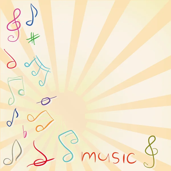 Fondo musical con clave y notas agudas — Vector de stock