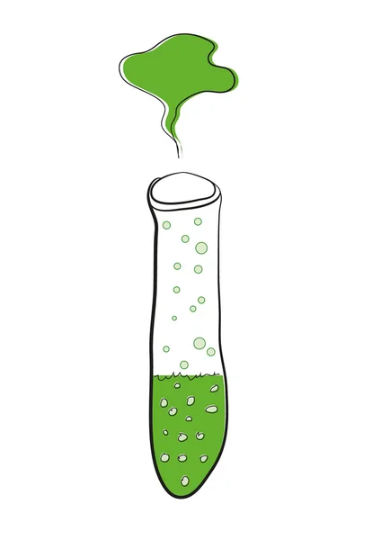 Tubo de ensayo con líquido verde — Vector de stock