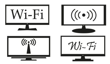 Beyaz bir arka plan üzerinde ekranlar kümesi