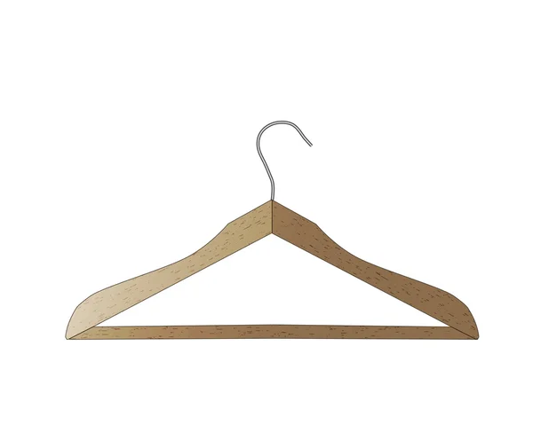 Wooden hanger isolated on white background. A vector Illustration — Stock Vector