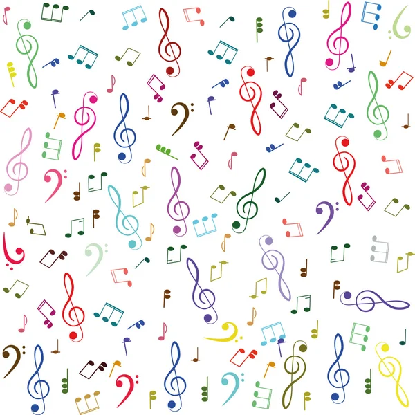 Музыку. Цветной скрипичный клюв и ноты — стоковый вектор