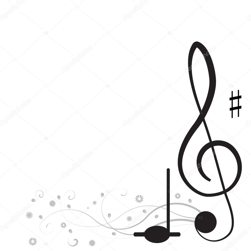 Music. Treble clef and notes for your design on a white background.