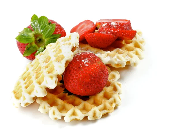 Gofres y fresas — Foto de Stock