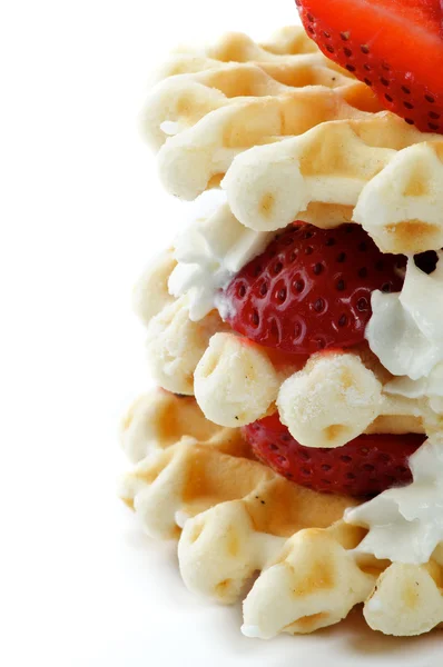 Waffles with Strawberries — Stock Photo, Image