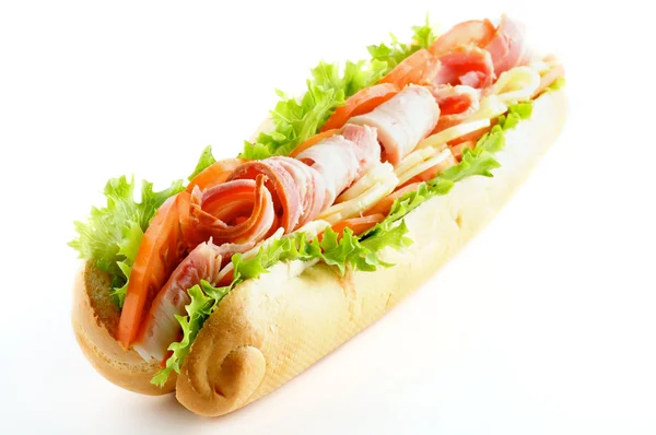 Sándwich baguette grande sabroso — Foto de Stock