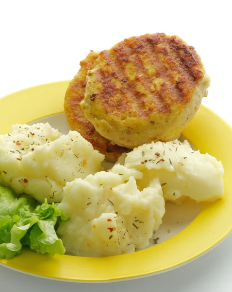 Mashed Potato and Cutlets — Stock Photo, Image