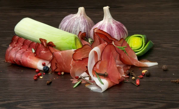 Jamon and Vegetables — Stock Photo, Image