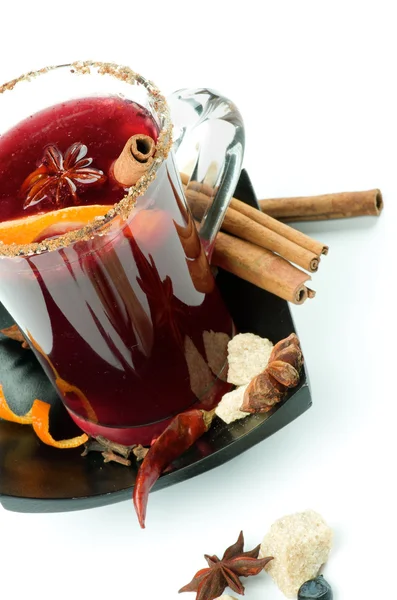 Glühwein und Obst — Stockfoto