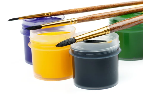 Watercolors and Brushes — Stock Photo, Image